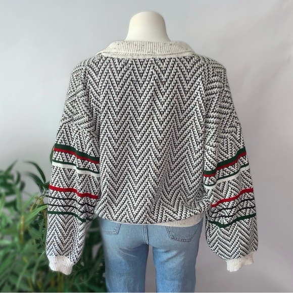 v i n t a g e :: Slouchy Chevron Grandpa Knit Sweater - Picture 4 of 12